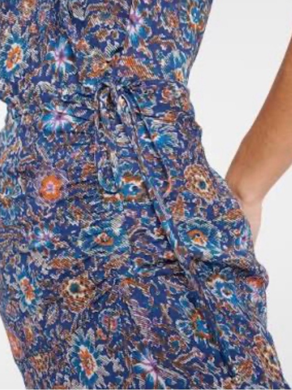 NWT Veronica Beard Dovima 100% Silk Floral Ruched Midi Dress Blue White Sz 4 - Picture 6 of 14